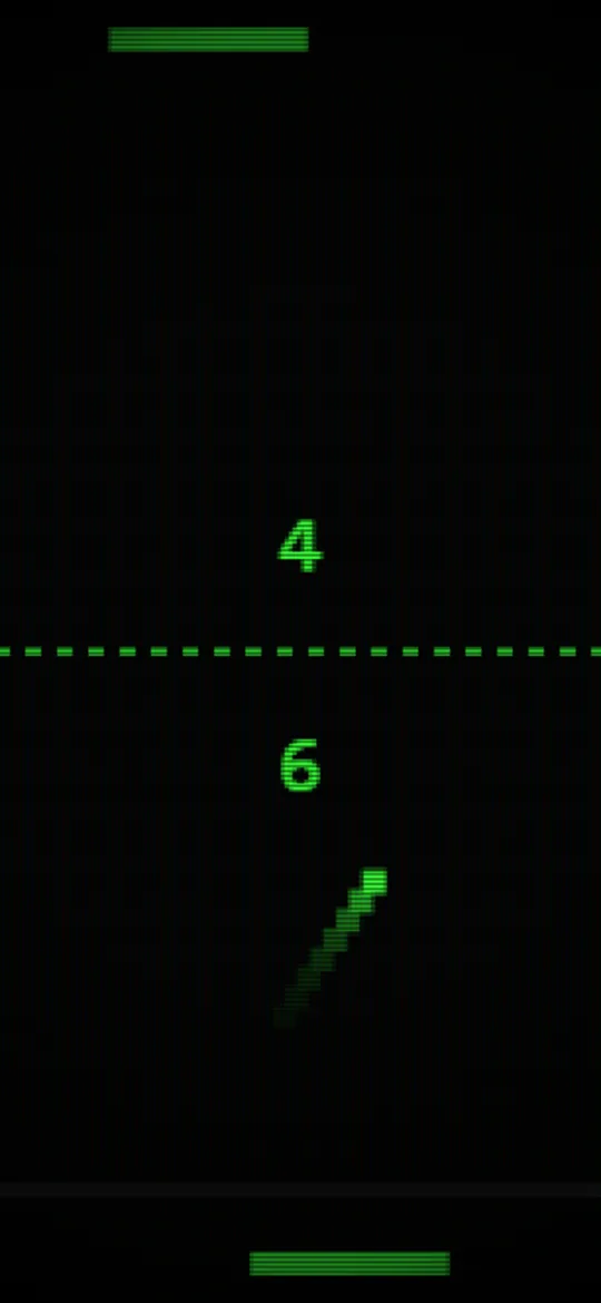 PingPong match in green phosphor, the ball leaving a glowing trail